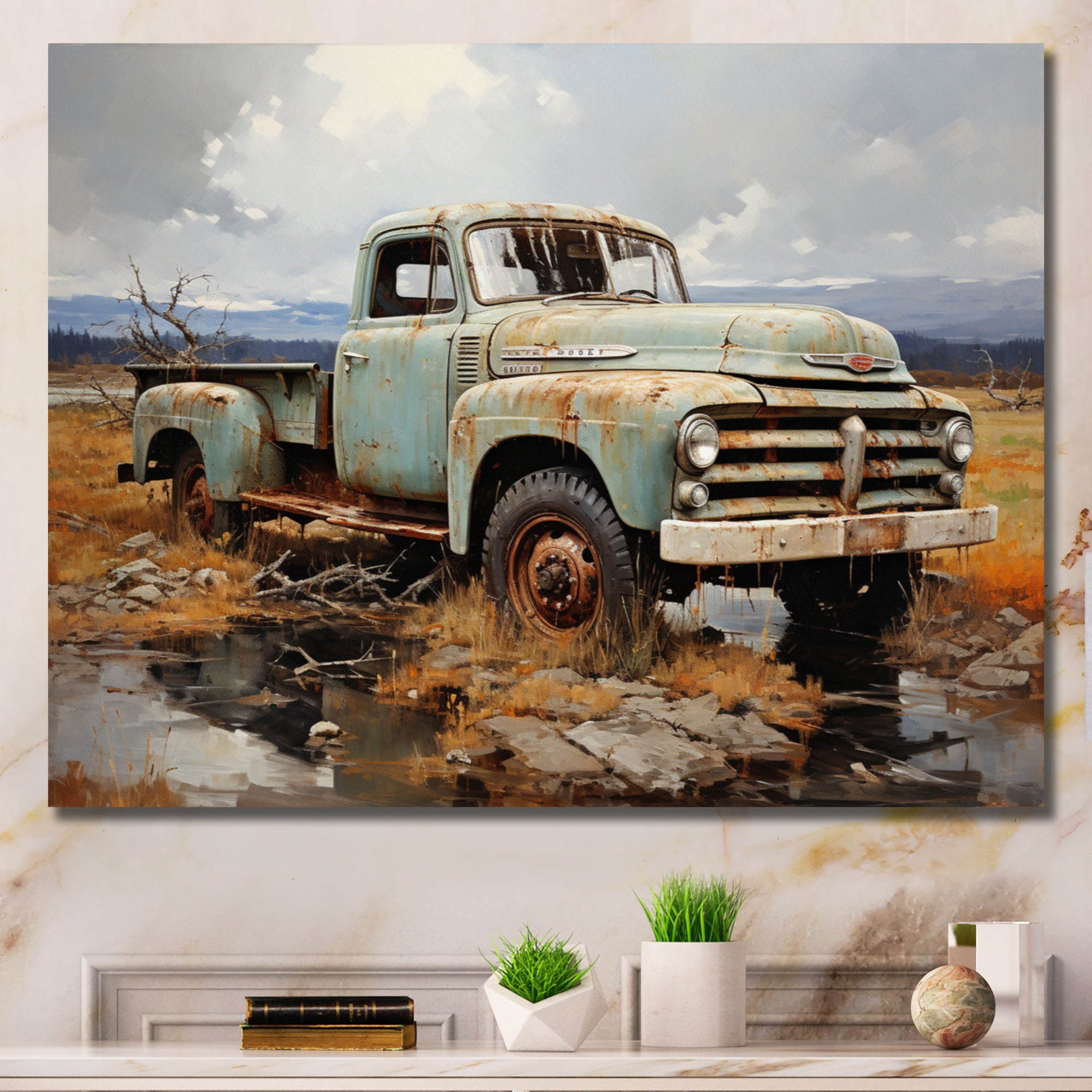 Pickup Truck Atmospheric Impressionism I - Pickup Truck Canvas Wall Art