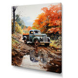 Orange Pickup Truck Autumn Symphony - Pickup Truck Canvas Wall Art