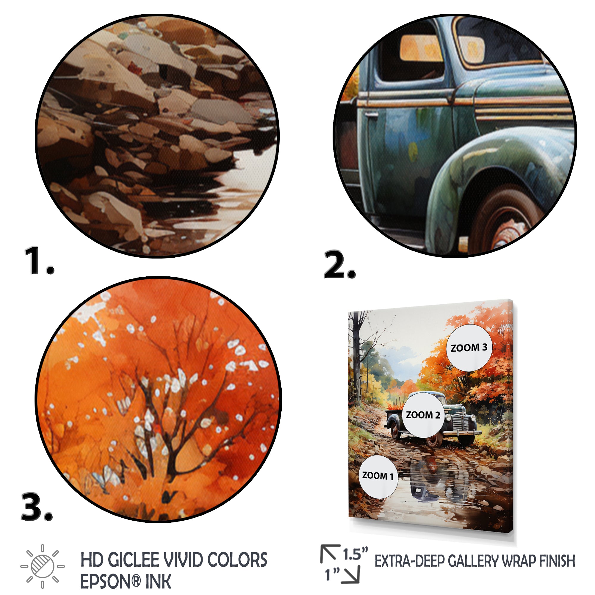 Orange Pickup Truck Autumn Symphony - Pickup Truck Canvas Wall Art
