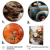 Orange Pickup Truck Autumn Symphony - Pickup Truck Canvas Wall Art