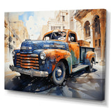 Orange Blue Pickup Truck Bold Contours I - Pickup Truck Canvas Wall Art