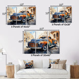 Orange Blue Pickup Truck Bold Contours I - Pickup Truck Canvas Wall Art