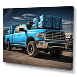 Teal Pickup Truck Cargo Carrier - Pickup Truck Canvas Wall Art