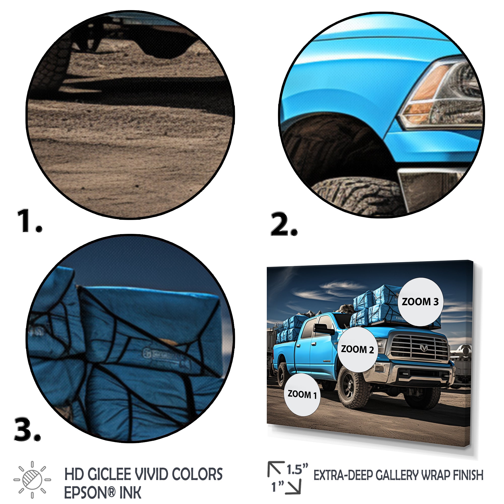 Teal Pickup Truck Cargo Carrier - Pickup Truck Canvas Wall Art