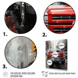 Red Pickup Truck Cityscape Hauler I - Pickup Truck Canvas Wall Art