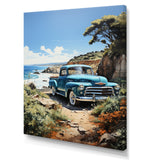 Blue Pickup Truck Coastal Retreat I - Pickup Truck Canvas Wall Art