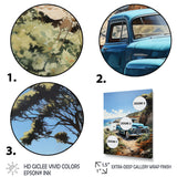 Blue Pickup Truck Coastal Retreat I - Pickup Truck Canvas Wall Art
