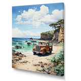 Coral Pickup Truck Coastal Retreat - Pickup Truck Canvas Wall Art