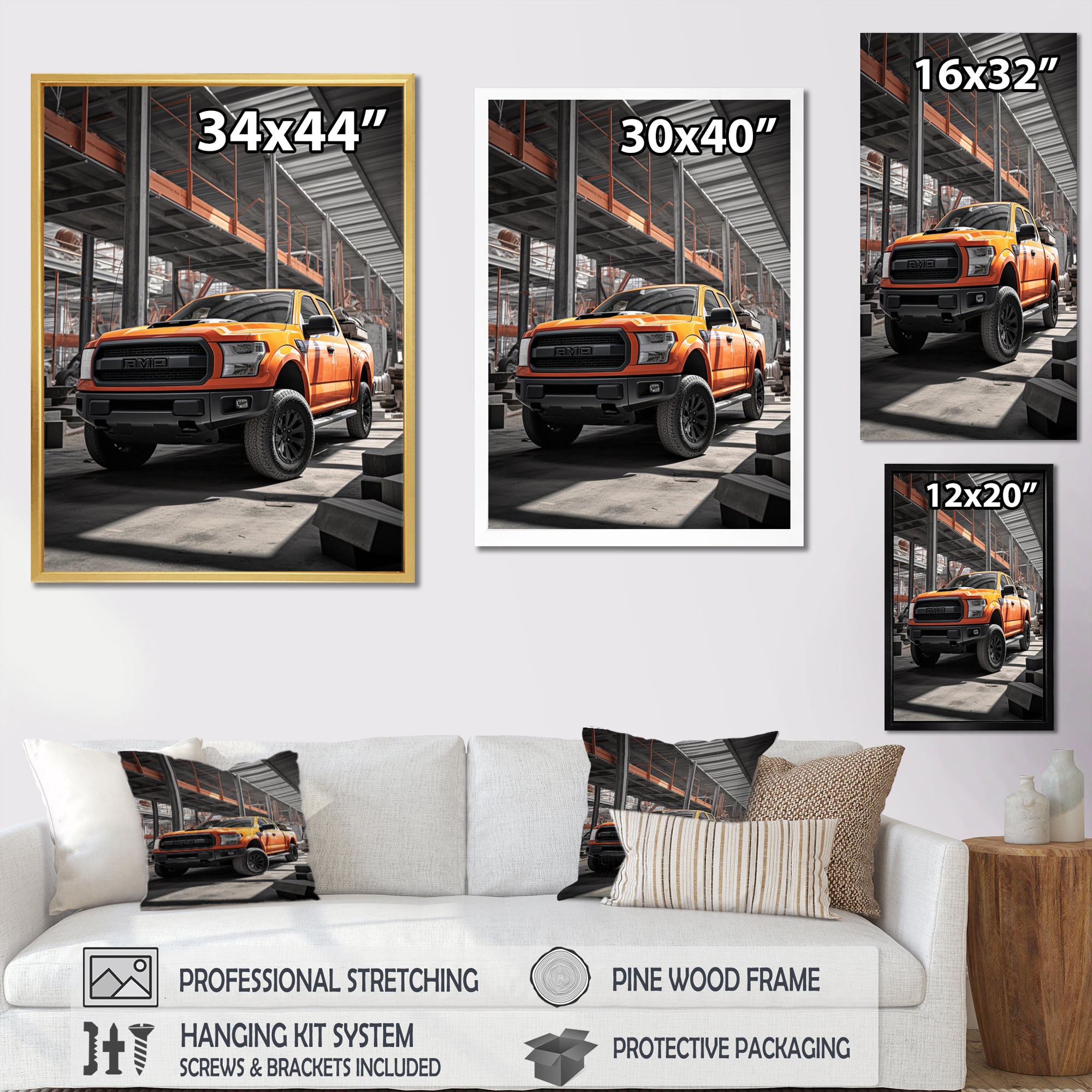 Pickup Truck Construction Chronicles I - Pickup Truck Canvas Wall Art