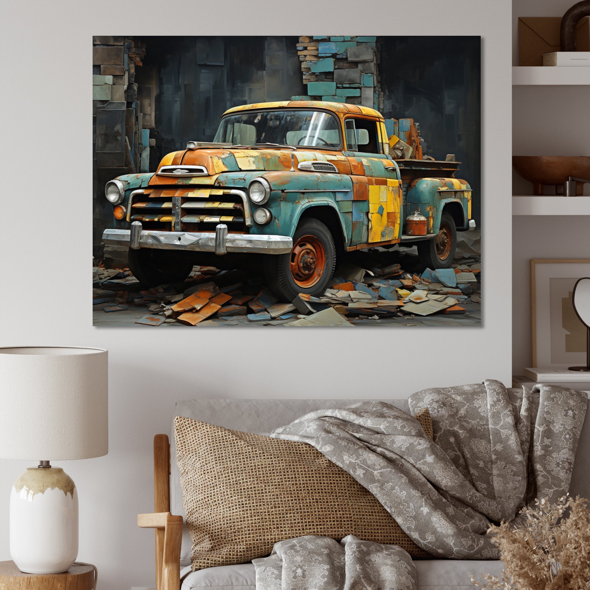 Pickup Truck Poupart Collage - Pickup Truck Canvas Wall Art