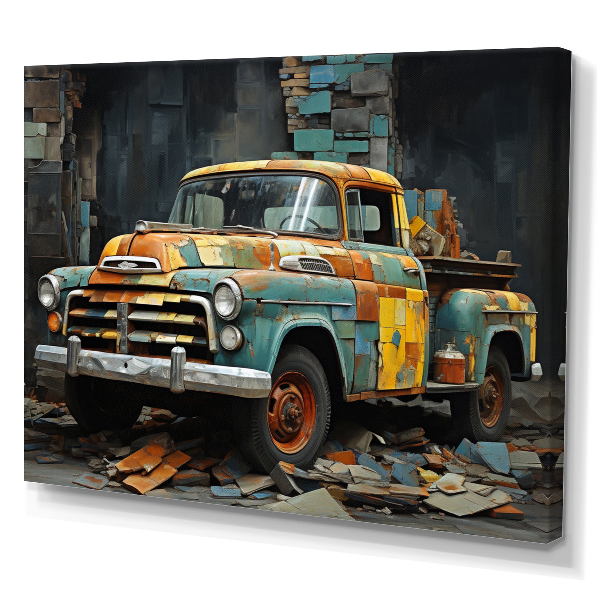 Pickup Truck Poupart Collage - Pickup Truck Canvas Wall Art