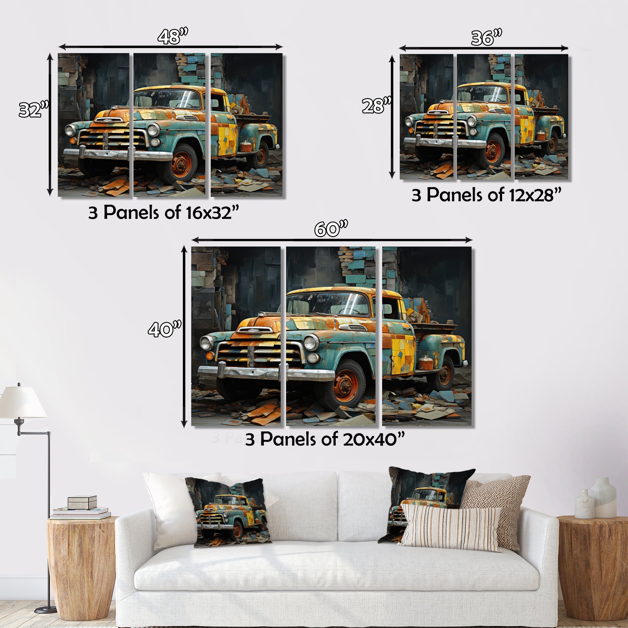 Pickup Truck Poupart Collage - Pickup Truck Canvas Wall Art