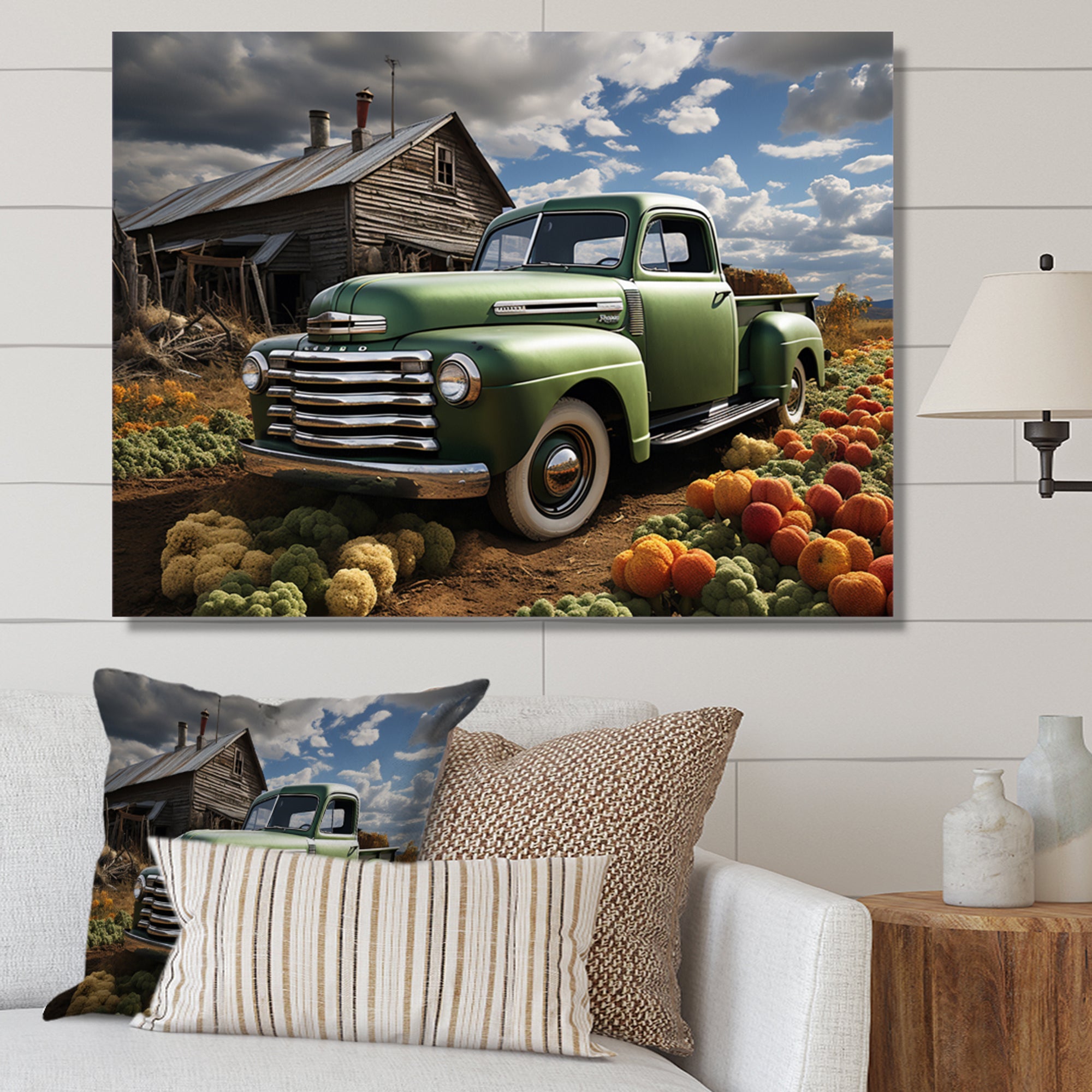 Pickup Truck Country Charm I - Pickup Truck Canvas Wall Art