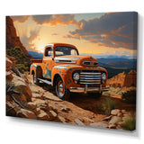Orange Pickup Truck In Nevada Landscape - Pickup Truck Canvas Wall Art