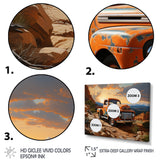 Orange Pickup Truck In Nevada Landscape - Pickup Truck Canvas Wall Art