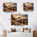Orange Pickup Truck In Nevada Landscape - Pickup Truck Canvas Wall Art