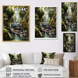 Green Pickup Truck Enchanting Waterfall I - Pickup Truck Canvas Wall Art