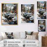White Pickup Truck Winter Wilderness - Pickup Truck Canvas Wall Art
