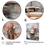 Coral Pickup Truck Frozen Wilderness - Pickup Truck Canvas Wall Art