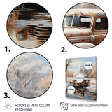 Brown Pickup Truck Frozen Wilderness - Pickup Truck Canvas Wall Art