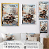 Brown Pickup Truck Frozen Wilderness - Pickup Truck Canvas Wall Art