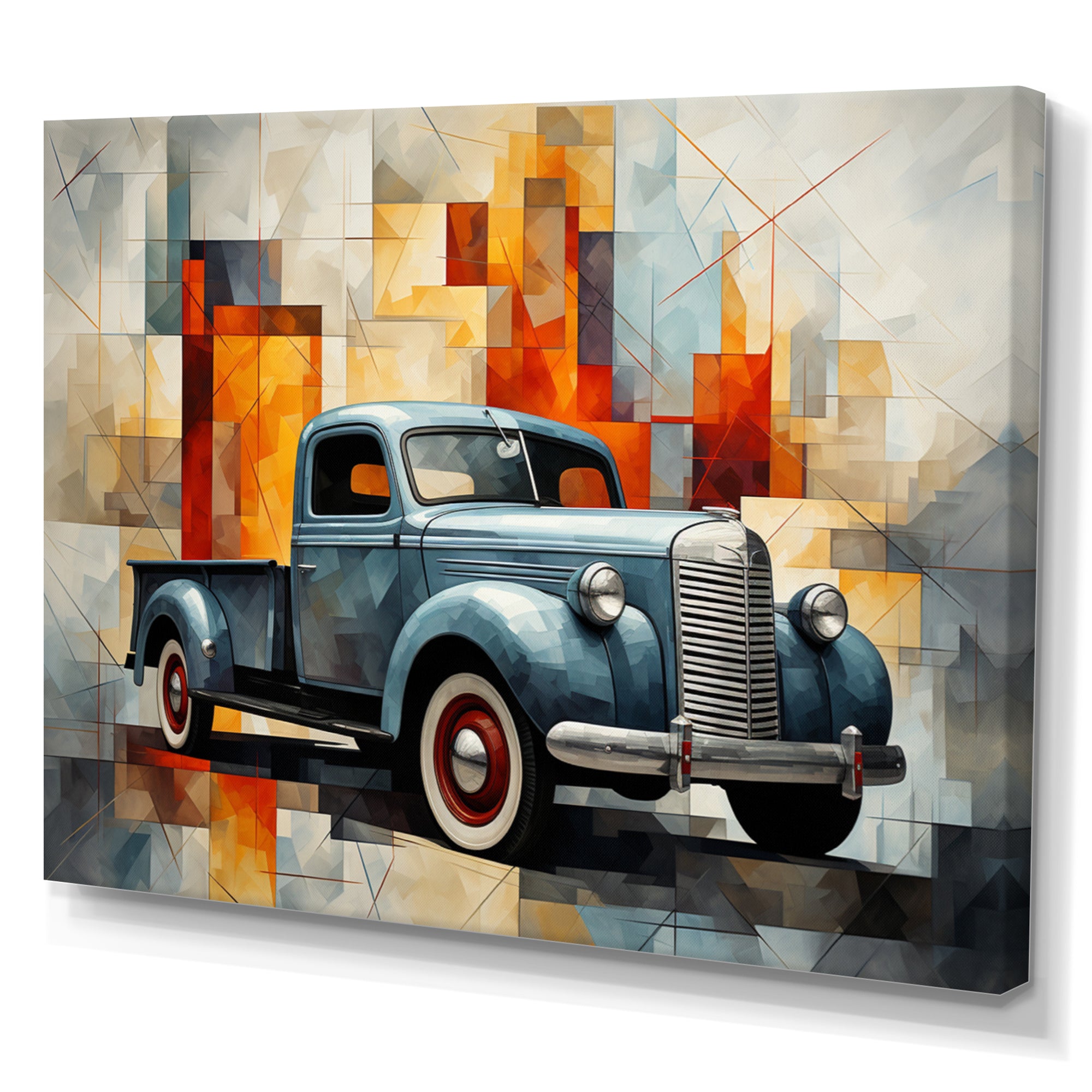 Pickup Truck Geometric Abstraction I - Pickup Truck Canvas Wall Art