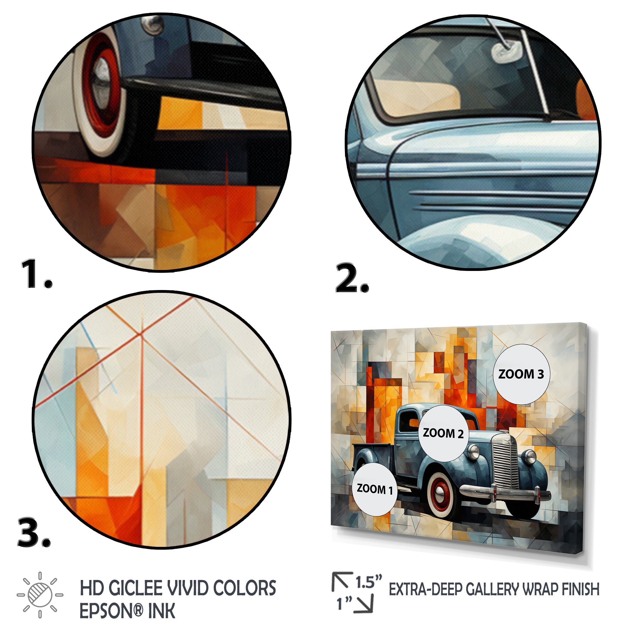Pickup Truck Geometric Abstraction I - Pickup Truck Canvas Wall Art