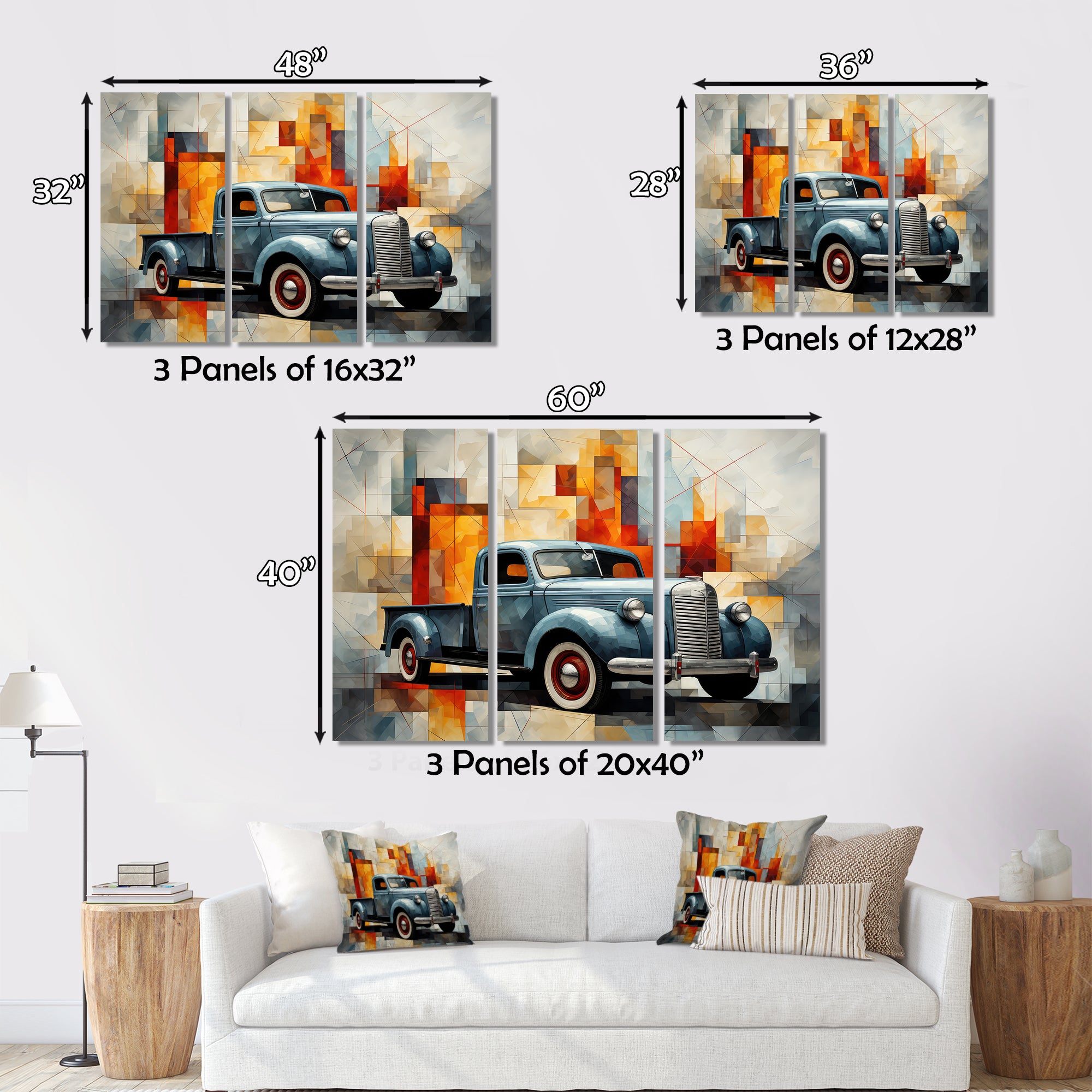 Pickup Truck Geometric Abstraction I - Pickup Truck Canvas Wall Art