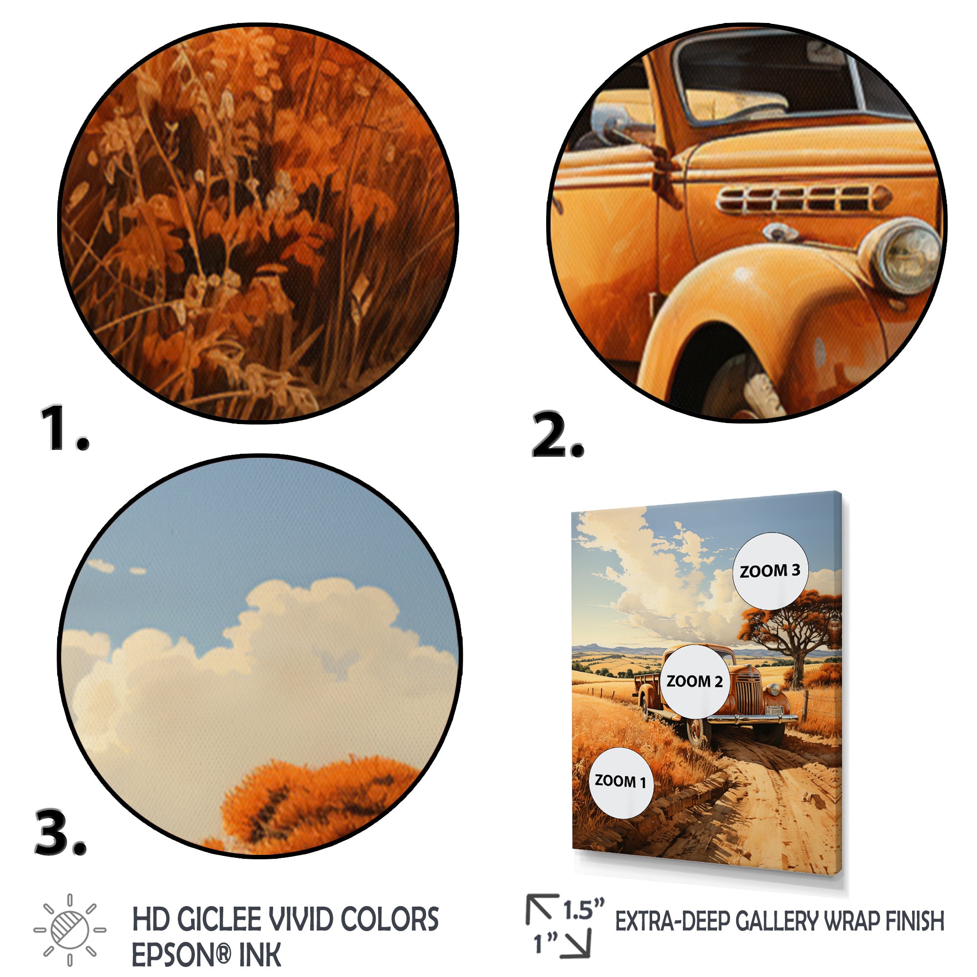 Yellow Pickup Truck Golden Fields I - Pickup Truck Canvas Wall Art