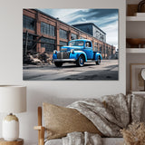 Blue Pickup Truck Industrial Drive I - Pickup Truck Canvas Wall Art