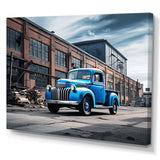 Blue Pickup Truck Industrial Drive I - Pickup Truck Canvas Wall Art