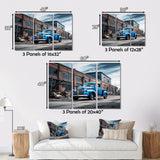 Blue Pickup Truck Industrial Drive I - Pickup Truck Canvas Wall Art