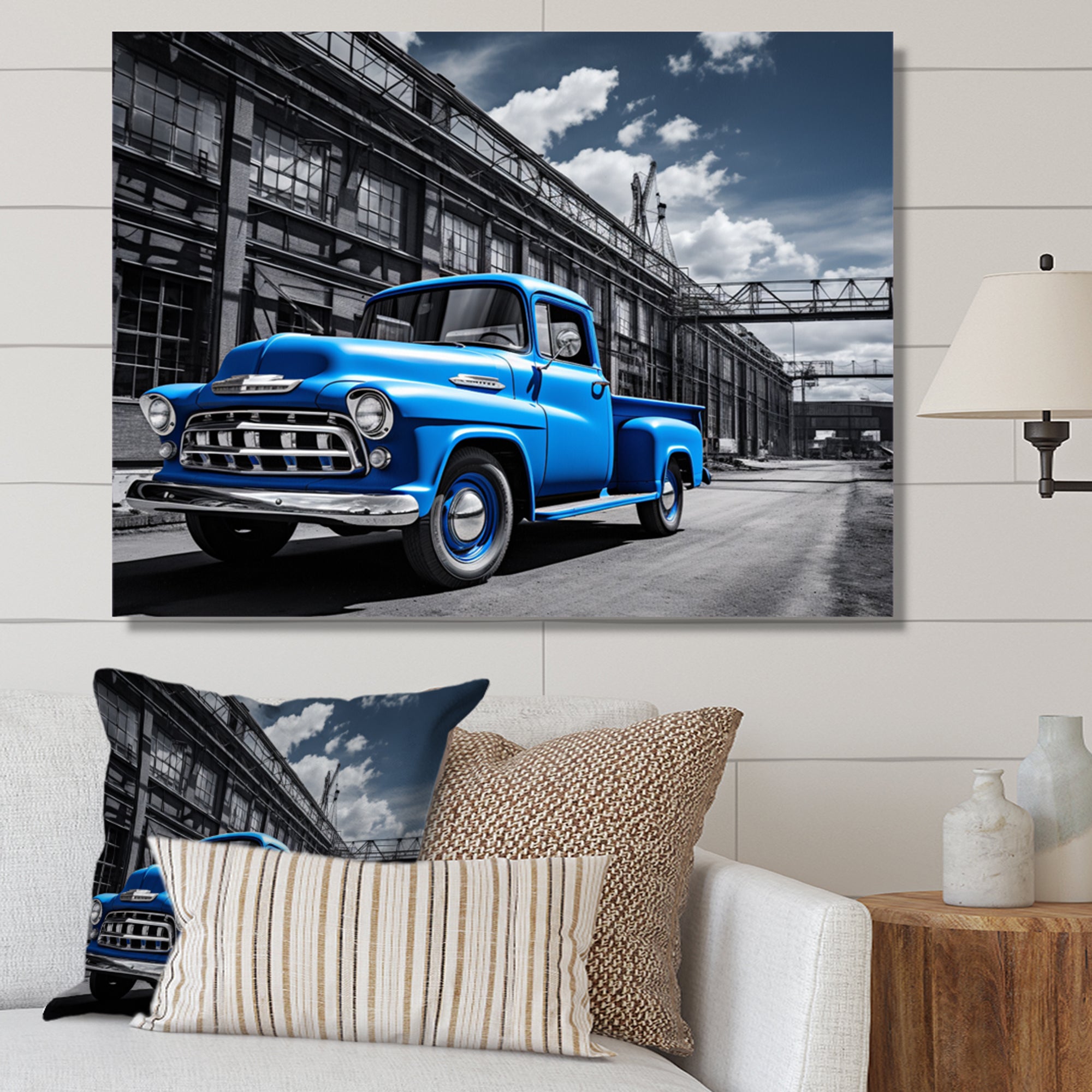 Blow Pickup Truck Industrial Drive - Pickup Truck Canvas Wall Art