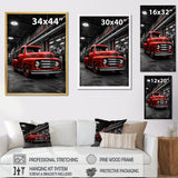 Red Pickup Truck Industrial Elegance - Pickup Truck Canvas Wall Art