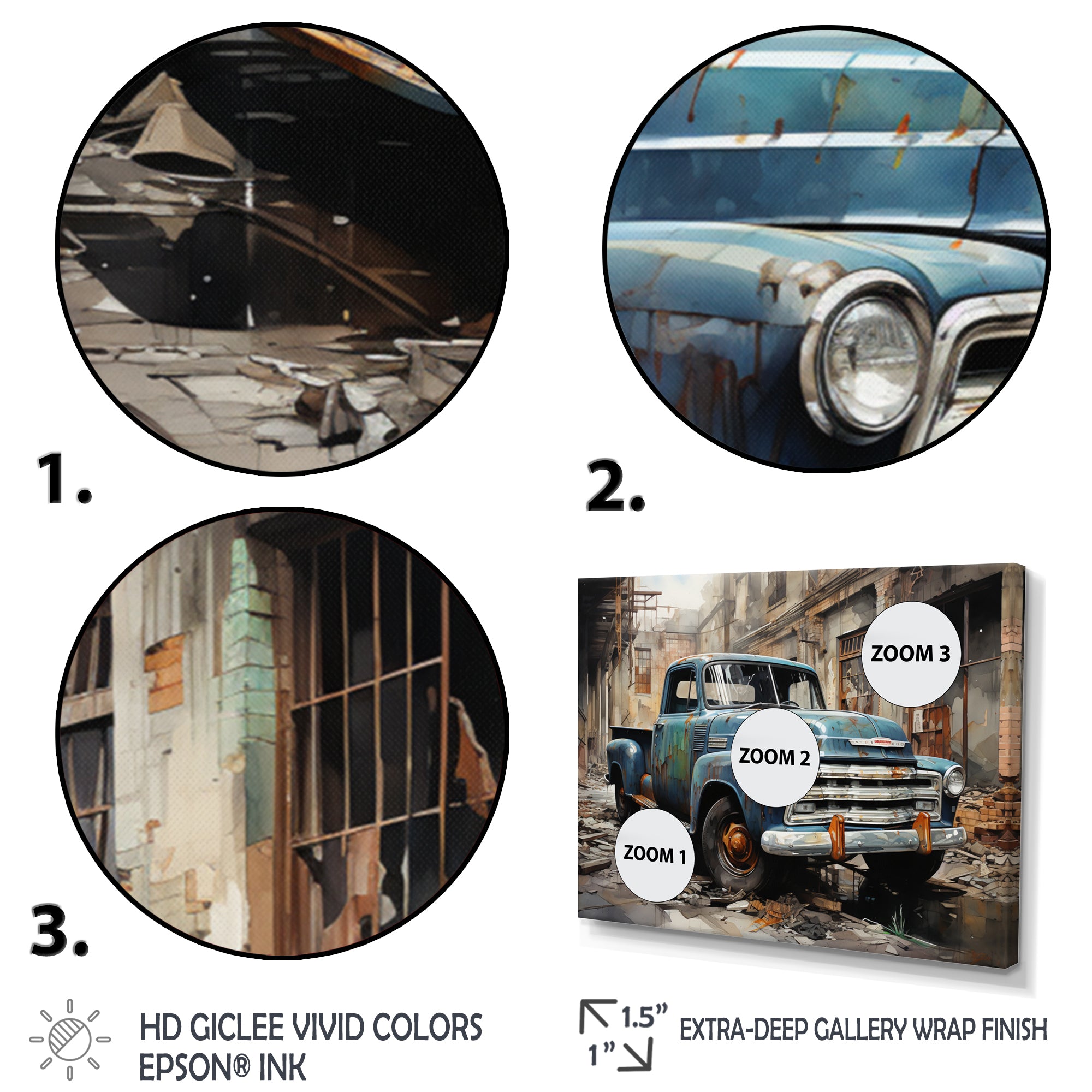 Pickup Truck Industrial Elegance - Pickup Truck Canvas Wall Art