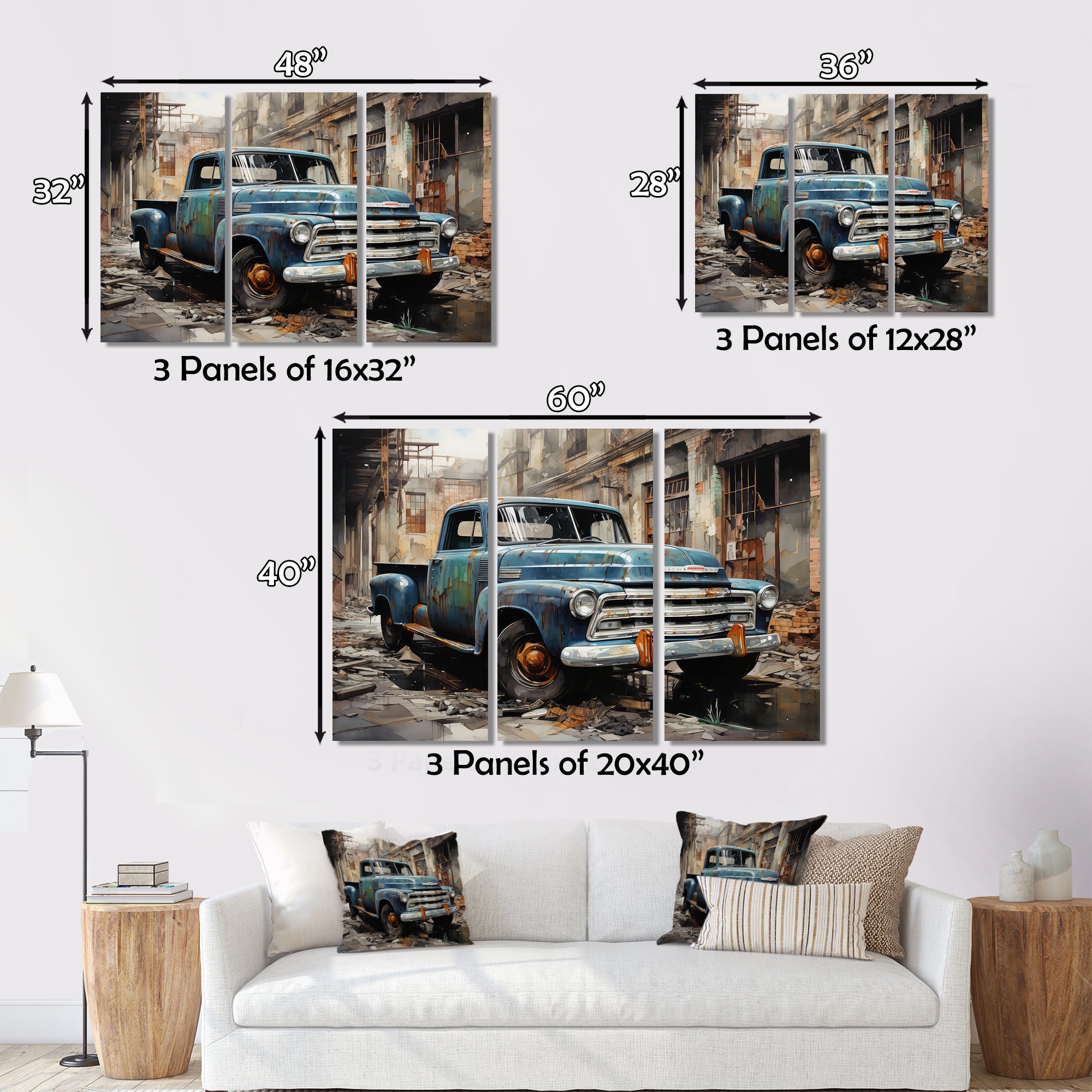 Pickup Truck Industrial Elegance - Pickup Truck Canvas Wall Art