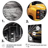Yellow Pickup Truck Industrial Icons - Pickup Truck Canvas Wall Art
