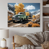 Green Pickup Truck Landscape Adventurers - Pickup Truck Canvas Wall Art