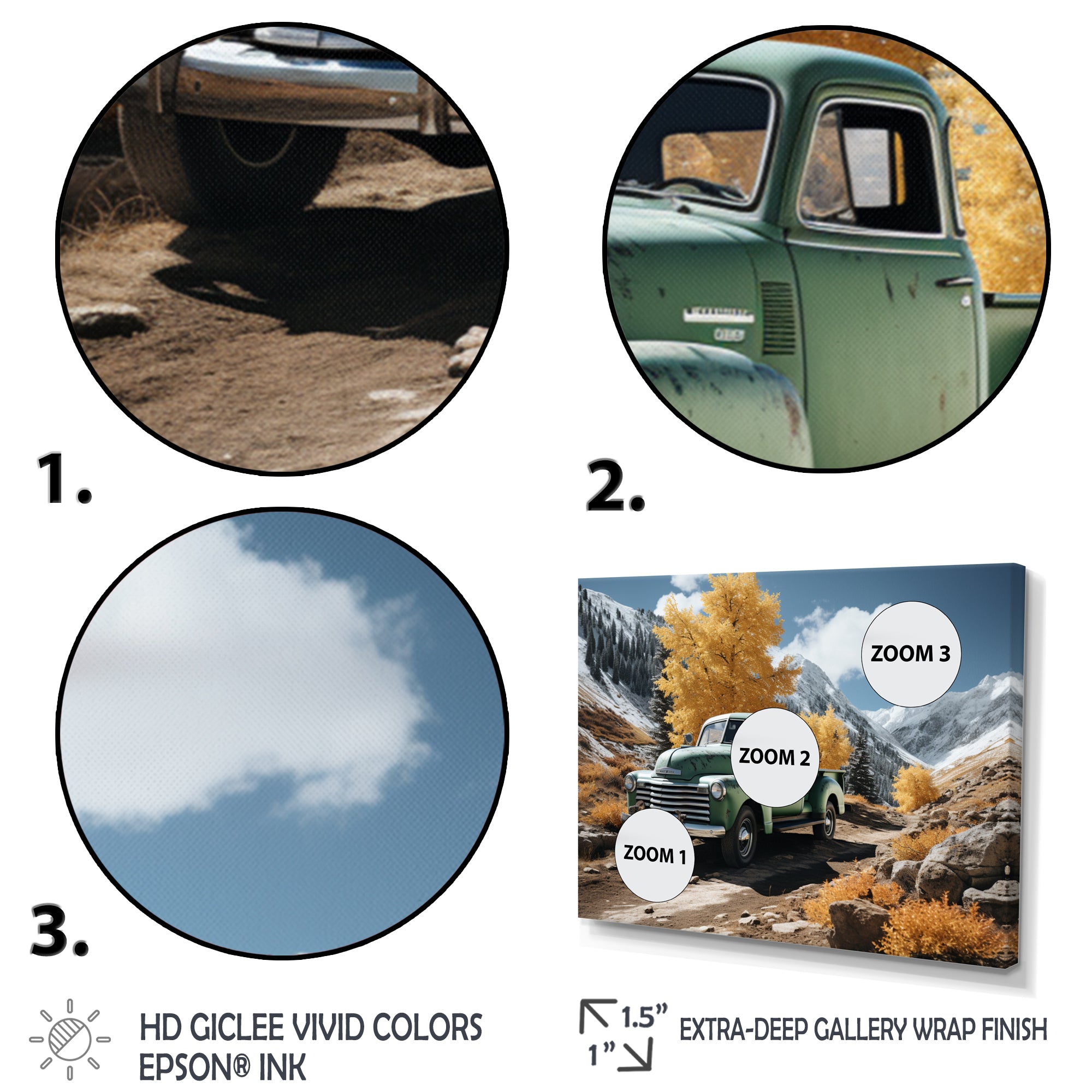 Green Pickup Truck Landscape Adventurers - Pickup Truck Canvas Wall Art