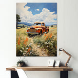 Coral Pickup Truck Luminous Meadows - Pickup Truck Canvas Wall Art