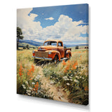 Coral Pickup Truck Luminous Meadows - Pickup Truck Canvas Wall Art