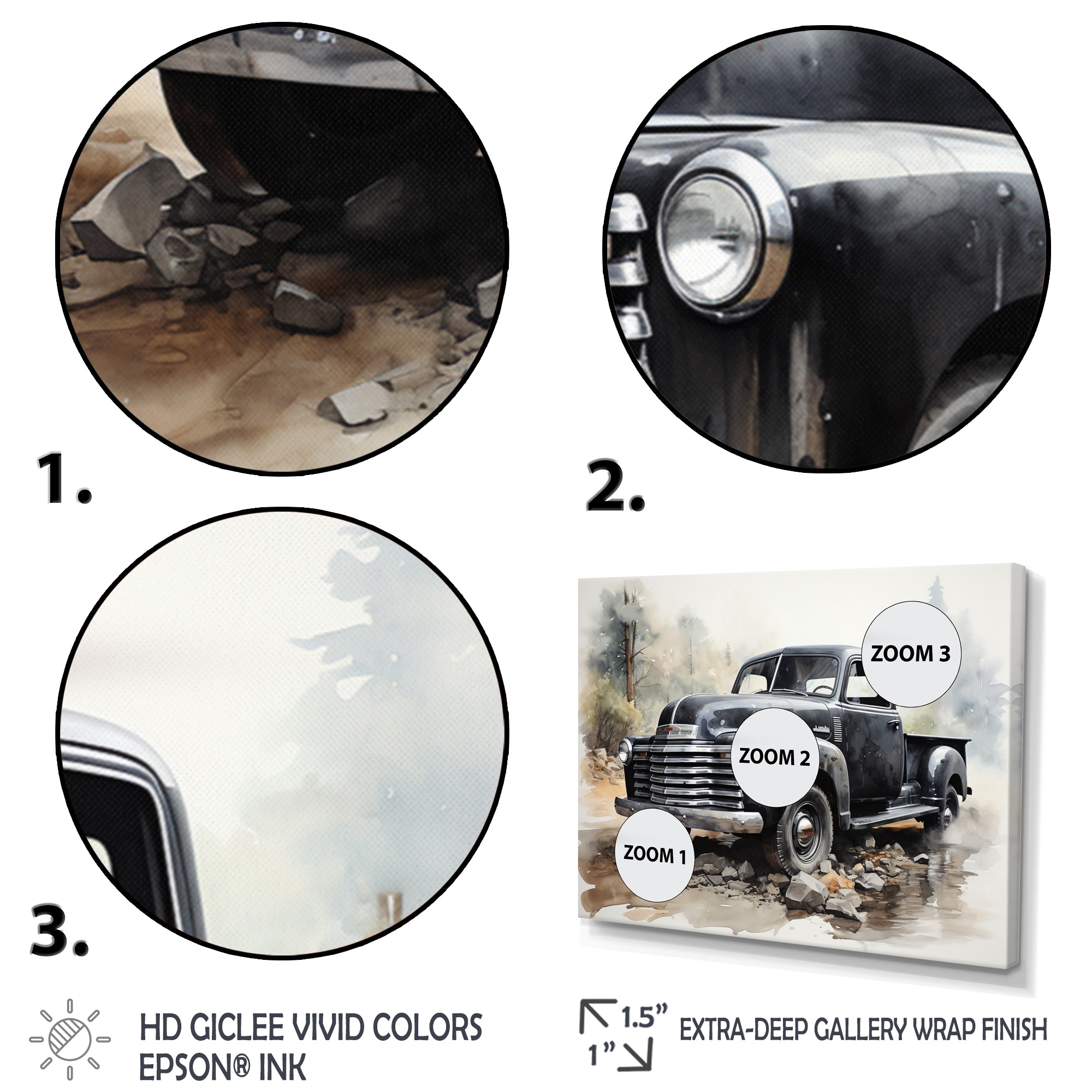 Grey Minimalist Pickup - Pickup Truck Canvas Wall Art