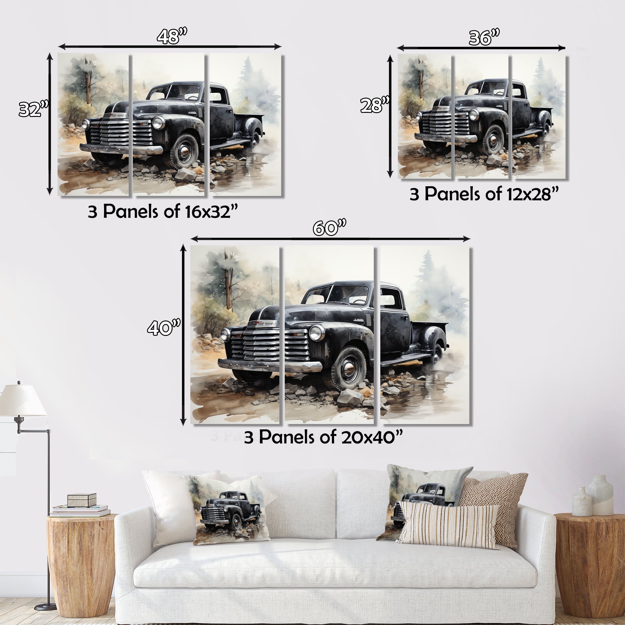 Grey Minimalist Pickup - Pickup Truck Canvas Wall Art