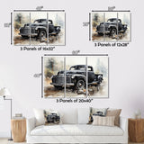 Grey Minimalist Pickup - Pickup Truck Canvas Wall Art