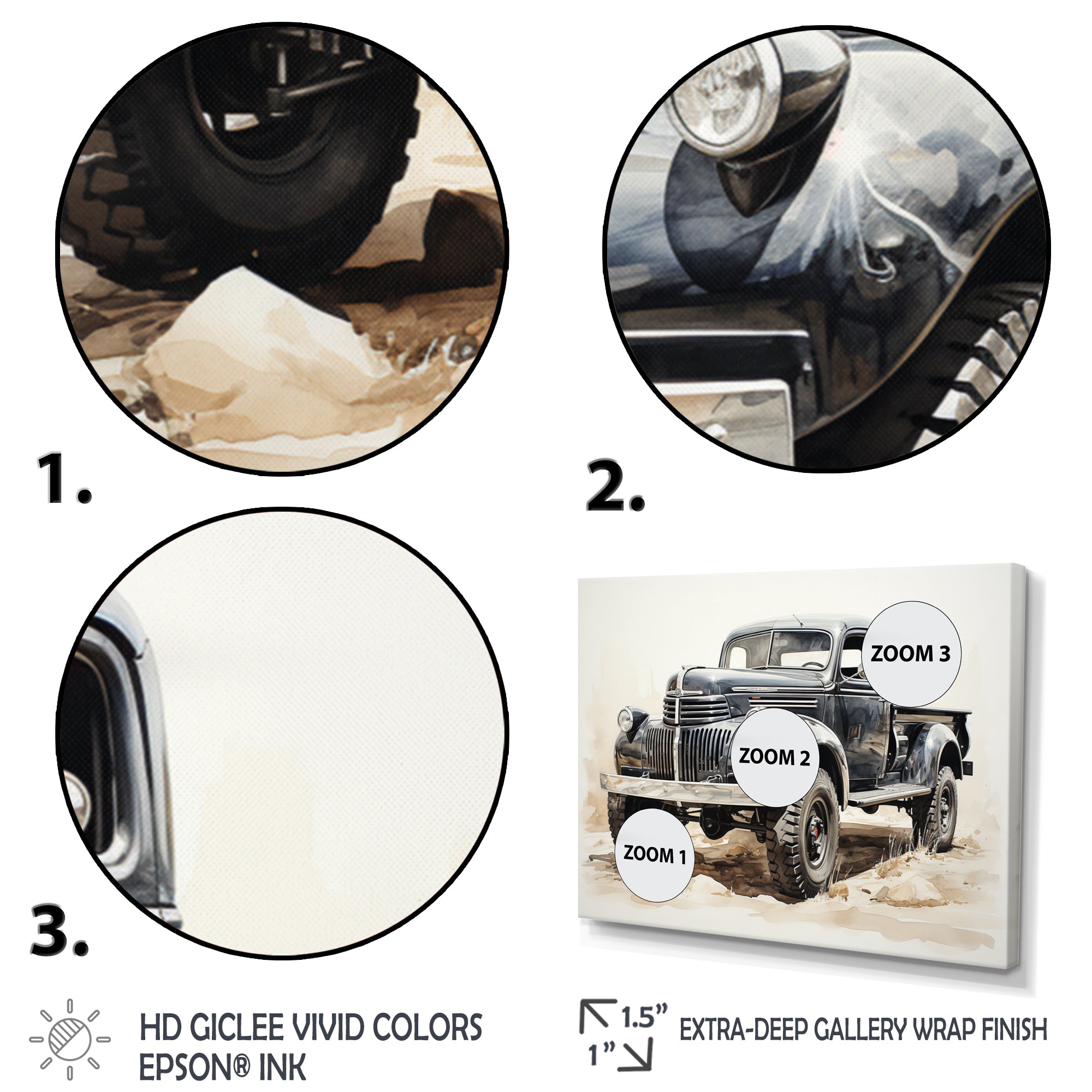 Minimalist Pickup Truck Monochrome - Pickup Truck Canvas Wall Art