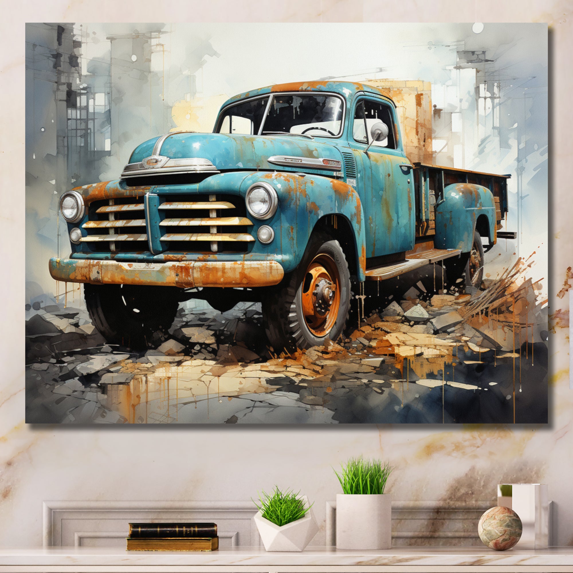 Vintage Pickup Truck - Pickup Truck Canvas Wall Art