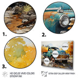Teal Vintage Pickup Automn Offroad I - Pickup Truck Canvas Wall Art