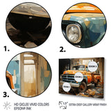 Orange Pickup Truck Mixed Perspective - Pickup Truck Canvas Wall Art