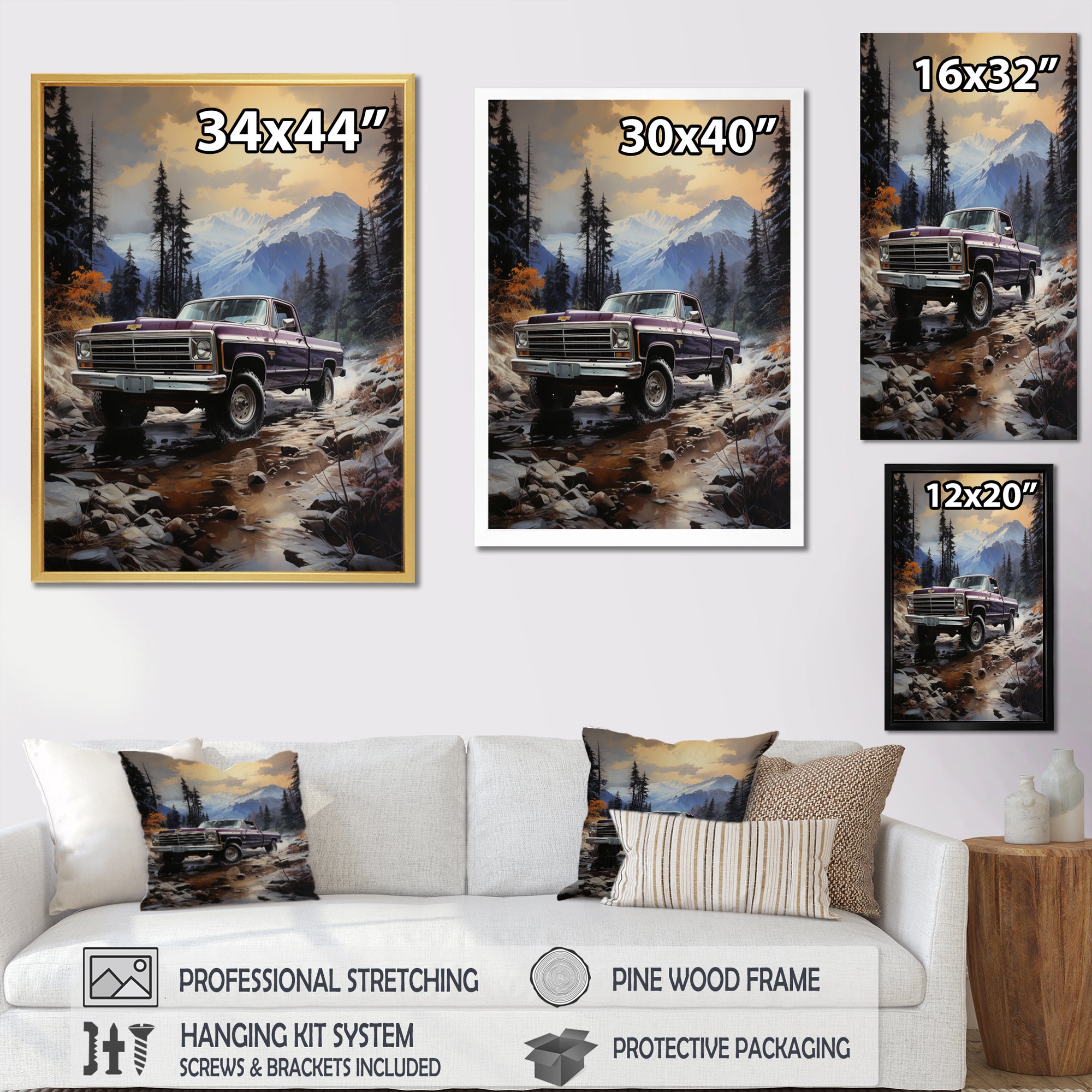 Pickup Truck Mountain Majesty - Pickup Truck Canvas Wall Art