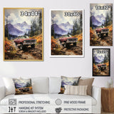 Red Pickup Truck Mountain Majesty - Pickup Truck Canvas Wall Art